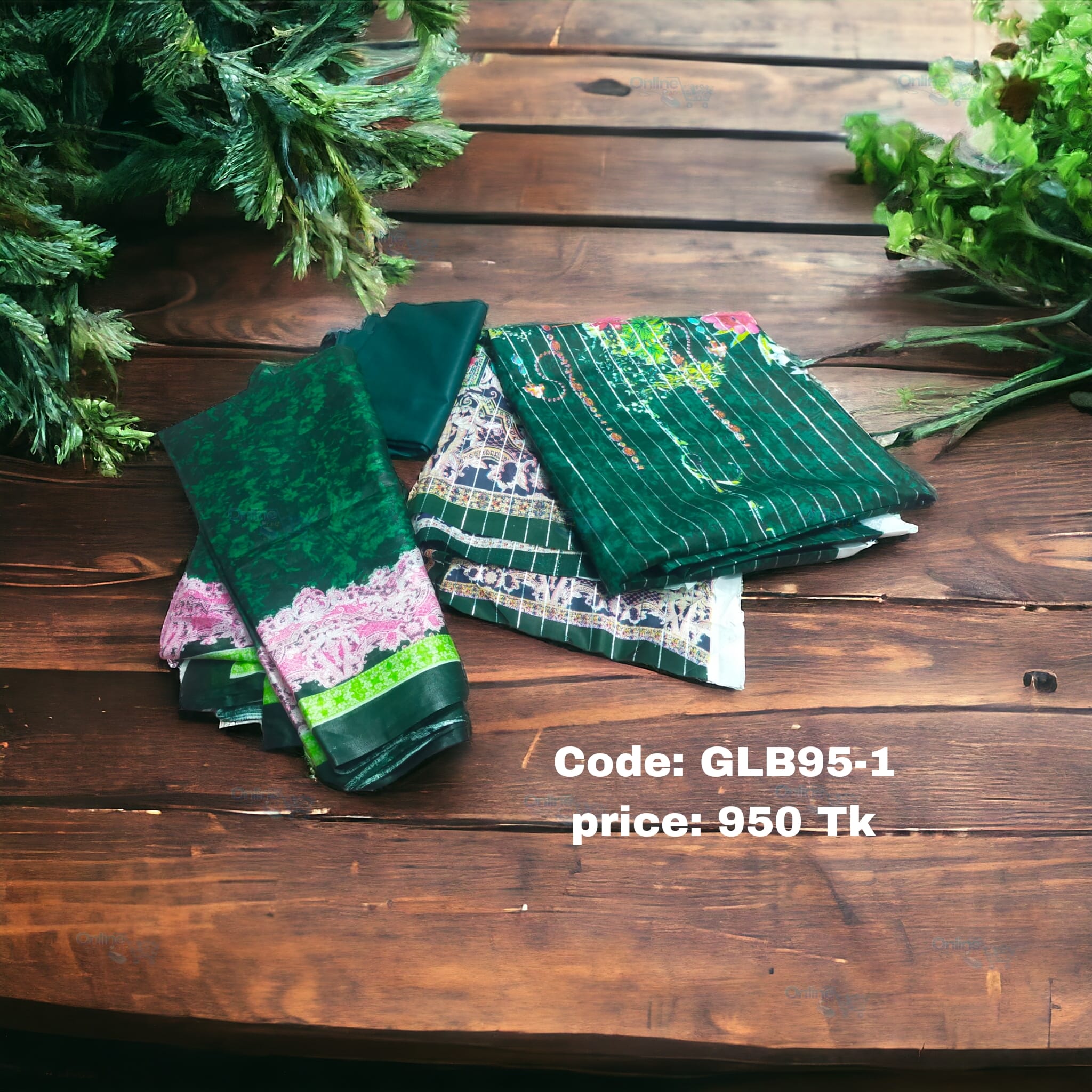 প্রিন্টের কটন থ্রী পিস Glb95-1
